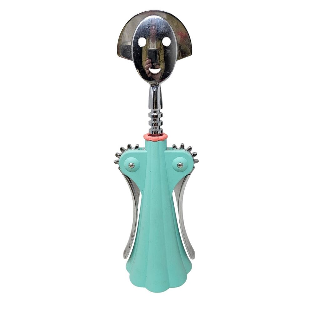 Alessi Anna G. Corkscrew Wing Wine Bottle Opener Modern Design Teal Itlay